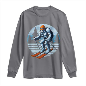 Funny Skiing Bigfoot Ski Winter Sport Yeti Snowboarder Skier Long Sleeve Shirt TS11 Charcoal Print Your Wear