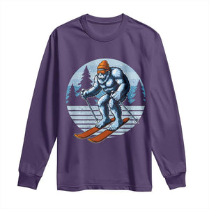 Funny Skiing Bigfoot Ski Winter Sport Yeti Snowboarder Skier Long Sleeve Shirt TS11 Purple Print Your Wear