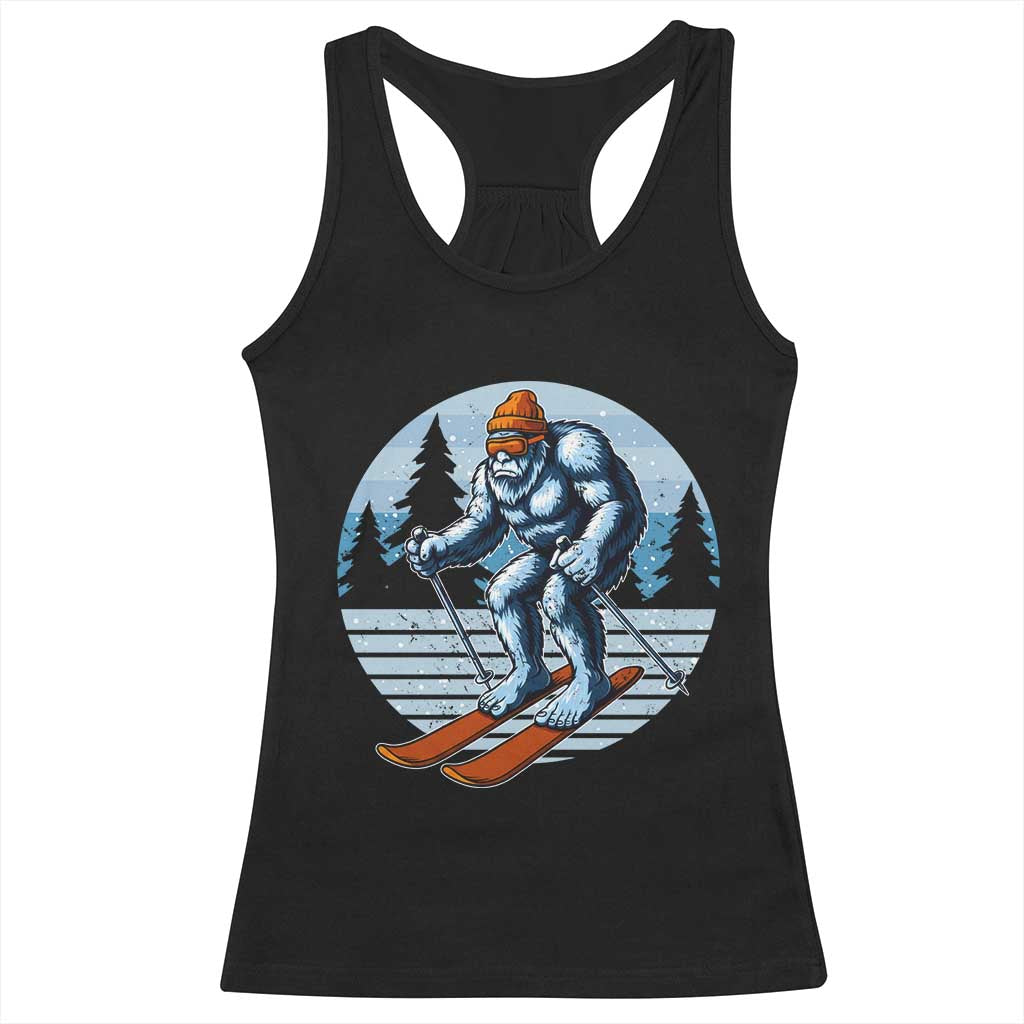 Funny Skiing Bigfoot Ski Winter Sport Yeti Snowboarder Skier Racerback Tank Top TS11 Black Print Your Wear