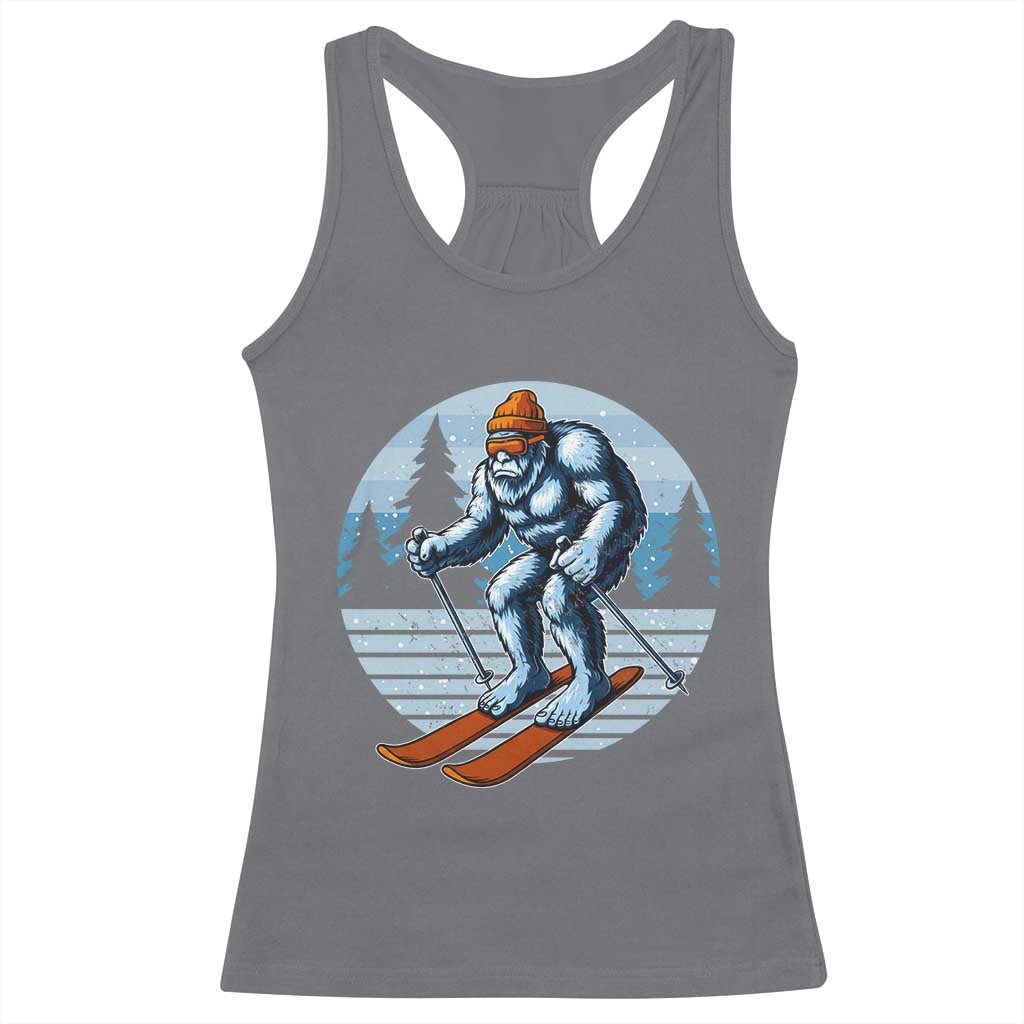 Funny Skiing Bigfoot Ski Winter Sport Yeti Snowboarder Skier Racerback Tank Top TS11 Charcoal Print Your Wear