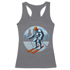 Funny Skiing Bigfoot Ski Winter Sport Yeti Snowboarder Skier Racerback Tank Top TS11 Charcoal Print Your Wear