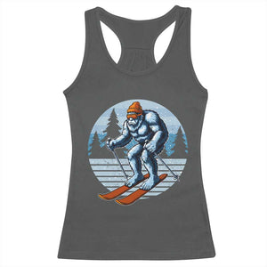 Funny Skiing Bigfoot Ski Winter Sport Yeti Snowboarder Skier Racerback Tank Top TS11 Dark Heather Print Your Wear