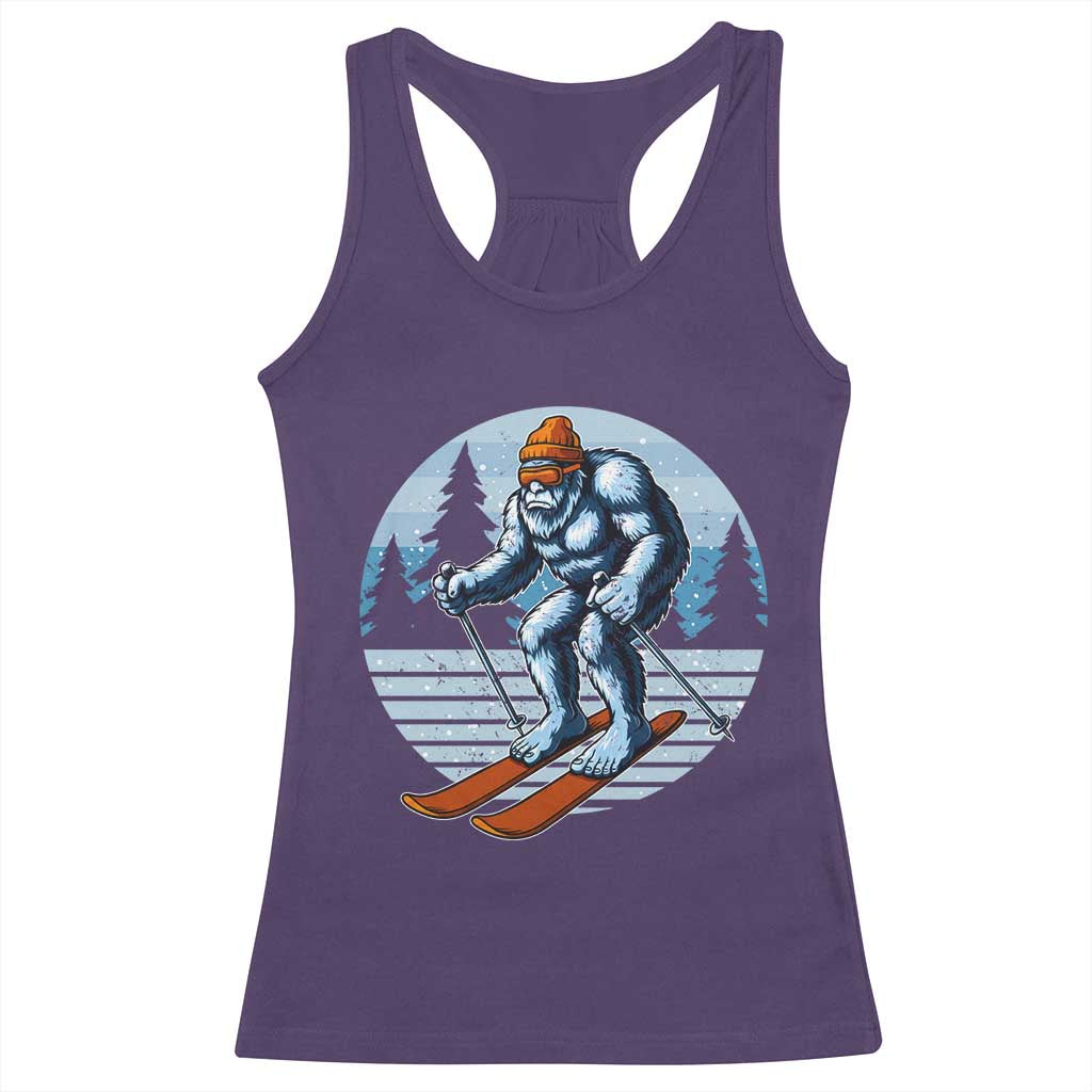 Funny Skiing Bigfoot Ski Winter Sport Yeti Snowboarder Skier Racerback Tank Top TS11 Purple Print Your Wear