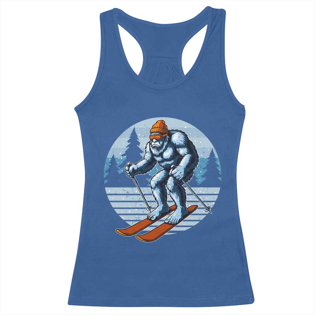 Funny Skiing Bigfoot Ski Winter Sport Yeti Snowboarder Skier Racerback Tank Top TS11 Royal Blue Print Your Wear