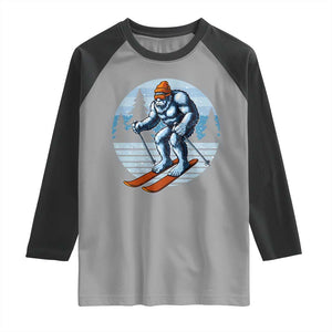 Funny Skiing Bigfoot Ski Winter Sport Yeti Snowboarder Skier Raglan Shirt TS11 Sport Gray Black Print Your Wear