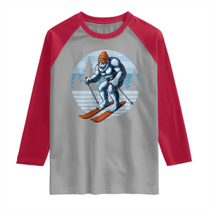 Funny Skiing Bigfoot Ski Winter Sport Yeti Snowboarder Skier Raglan Shirt TS11 Sport Gray Red Print Your Wear