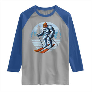 Funny Skiing Bigfoot Ski Winter Sport Yeti Snowboarder Skier Raglan Shirt TS11 Sport Gray Royal Print Your Wear