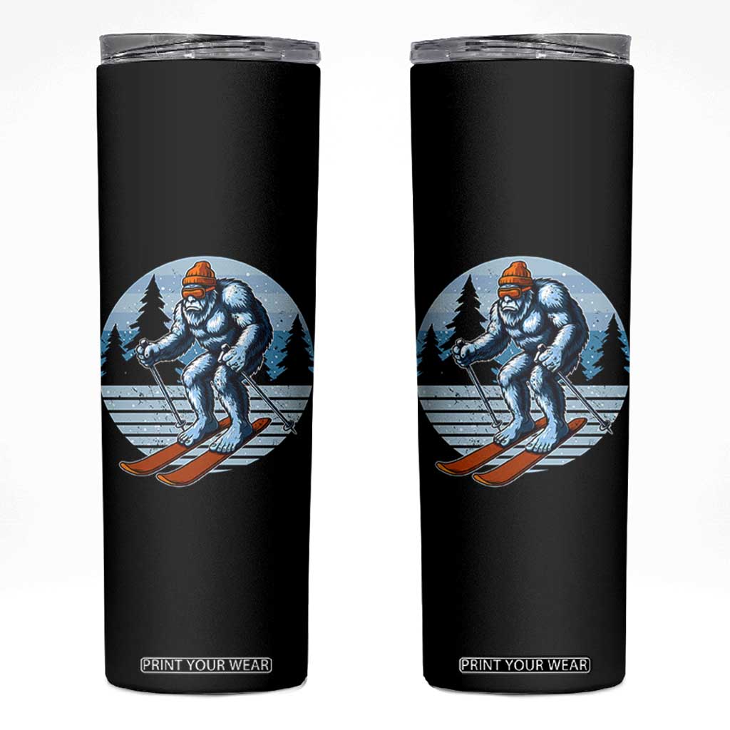 Funny Skiing Bigfoot Ski Winter Sport Yeti Snowboarder Skier Skinny Tumbler TS11 Black Print Your Wear