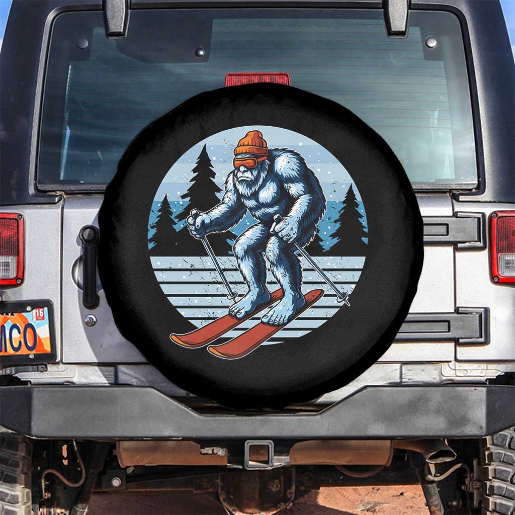 Funny Skiing Bigfoot Ski Winter Sport Yeti Snowboarder Skier Spare Tire Cover TS11 No hole Black Print Your Wear