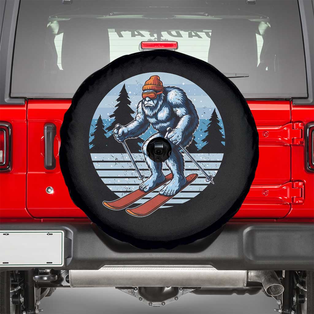 Funny Skiing Bigfoot Ski Winter Sport Yeti Snowboarder Skier Spare Tire Cover TS11 Black Print Your Wear
