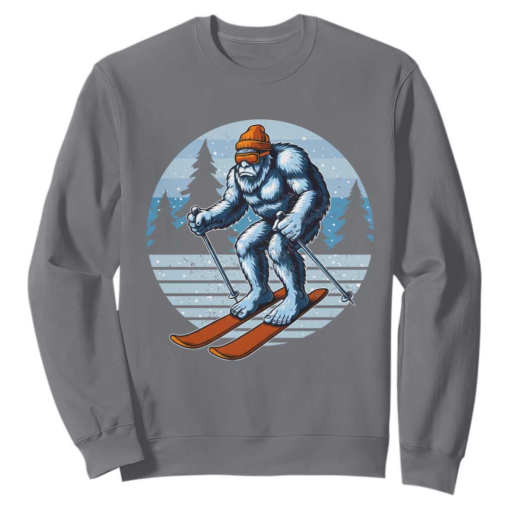 Funny Skiing Bigfoot Ski Winter Sport Yeti Snowboarder Skier Sweatshirt TS11 Charcoal Print Your Wear