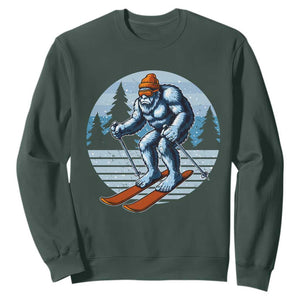 Funny Skiing Bigfoot Ski Winter Sport Yeti Snowboarder Skier Sweatshirt TS11 Dark Forest Green Print Your Wear