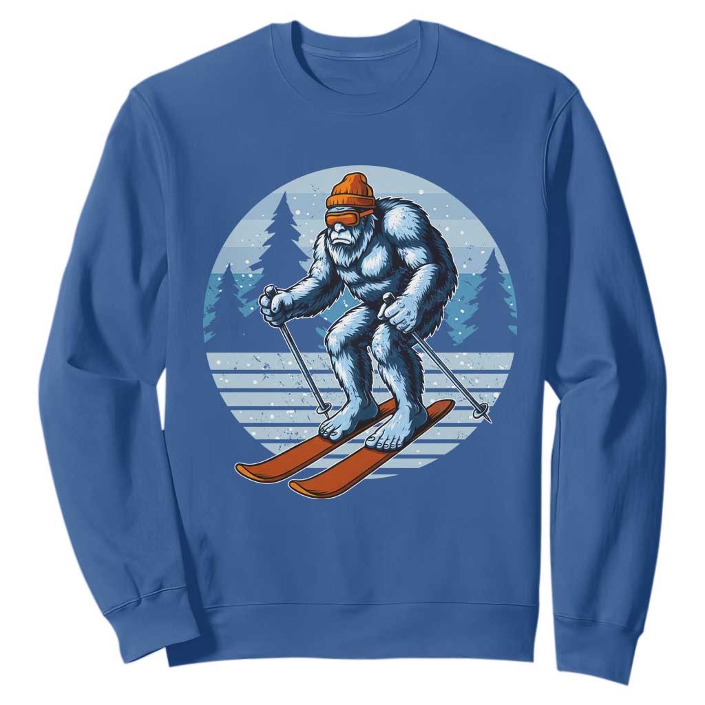 Funny Skiing Bigfoot Ski Winter Sport Yeti Snowboarder Skier Sweatshirt TS11 Royal Blue Print Your Wear