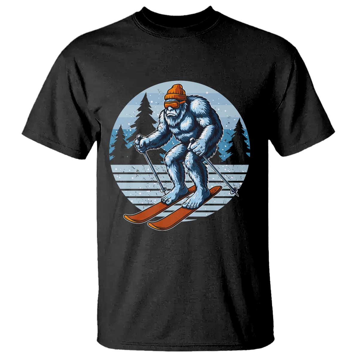 Funny Skiing Bigfoot Ski Winter Sport Yeti Snowboarder Skier T Shirt TS11 Black Print Your Wear