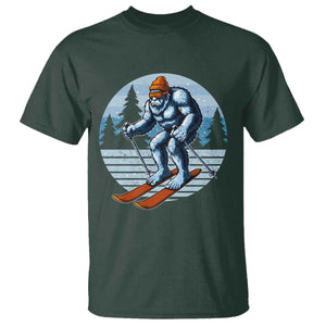 Funny Skiing Bigfoot Ski Winter Sport Yeti Snowboarder Skier T Shirt TS11 Dark Forest Green Print Your Wear