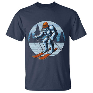 Funny Skiing Bigfoot Ski Winter Sport Yeti Snowboarder Skier T Shirt TS11 Navy Print Your Wear