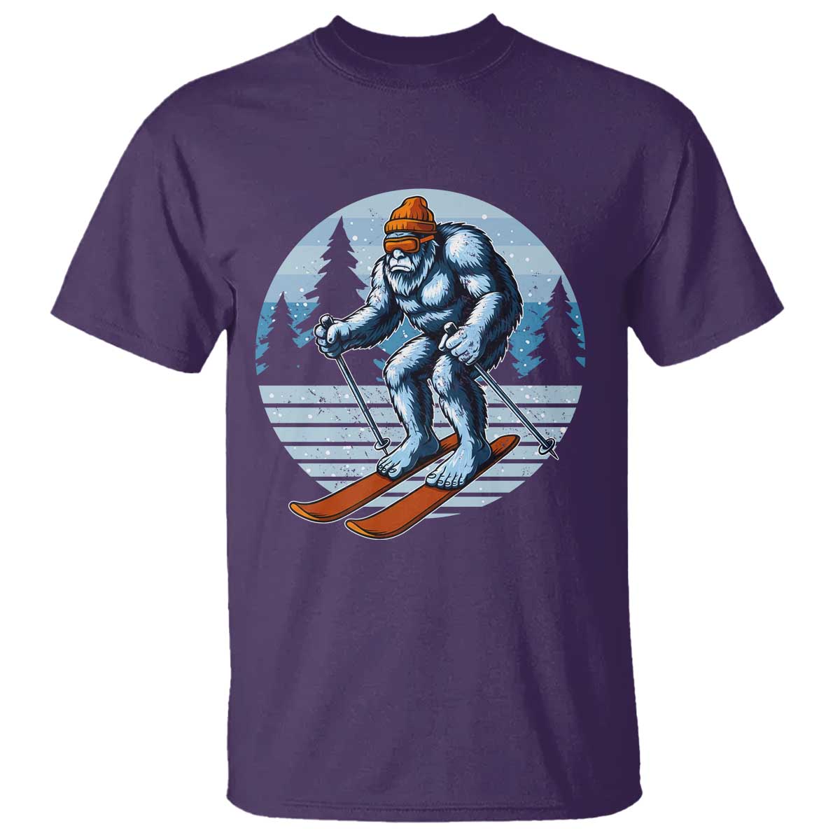 Funny Skiing Bigfoot Ski Winter Sport Yeti Snowboarder Skier T Shirt TS11 Purple Print Your Wear