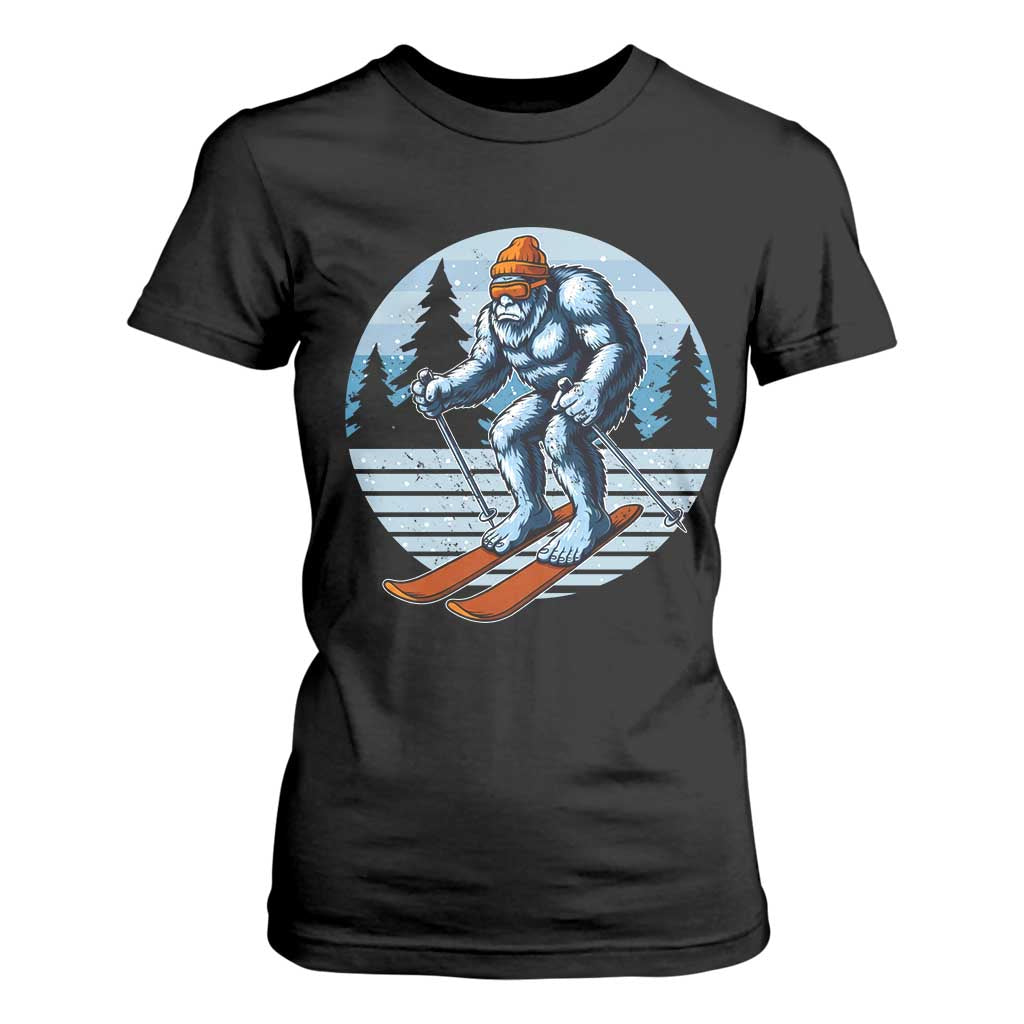 Funny Skiing Bigfoot Ski Winter Sport Yeti Snowboarder Skier T Shirt For Women TS11 Black Print Your Wear