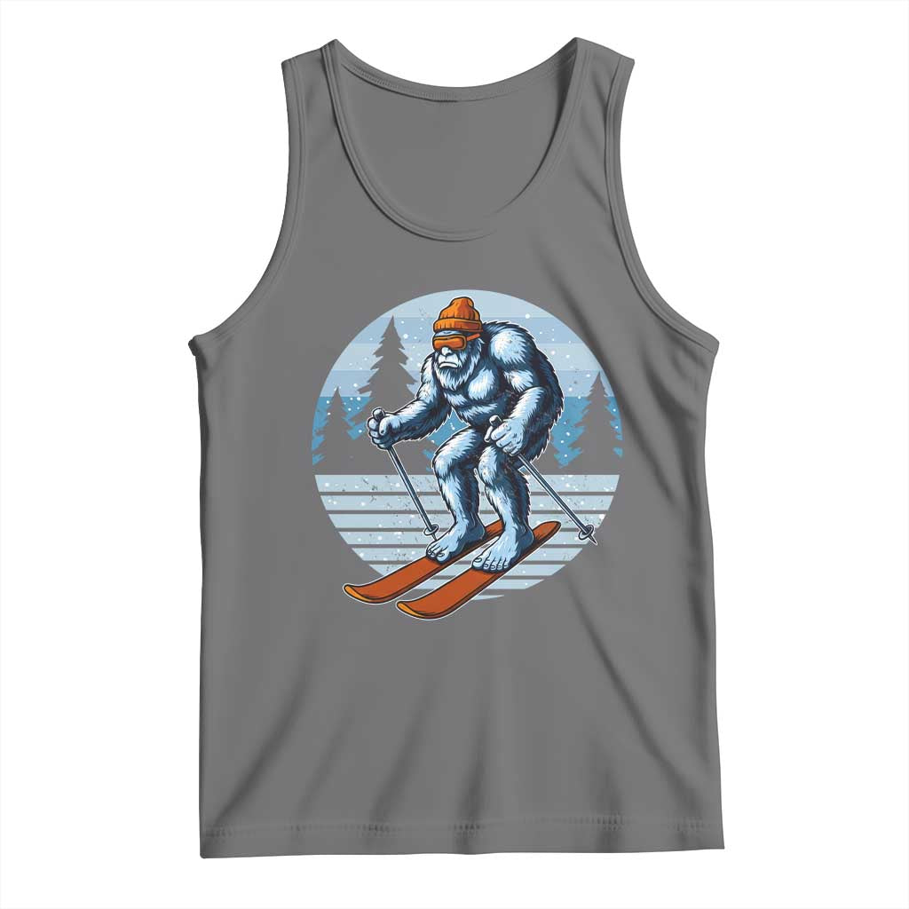 Funny Skiing Bigfoot Ski Winter Sport Yeti Snowboarder Skier Tank Top TS11 Black Heather Print Your Wear
