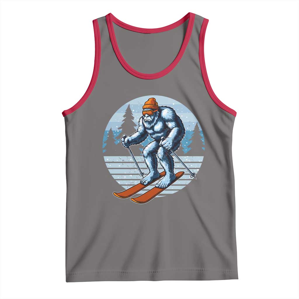 Funny Skiing Bigfoot Ski Winter Sport Yeti Snowboarder Skier Tank Top TS11 Deep Heather Red Print Your Wear