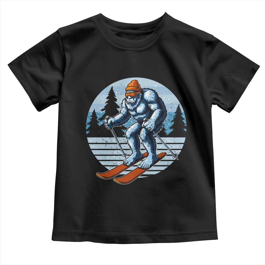 Funny Skiing Bigfoot Ski Winter Sport Yeti Snowboarder Skier Toddler T Shirt TS11 Black Print Your Wear