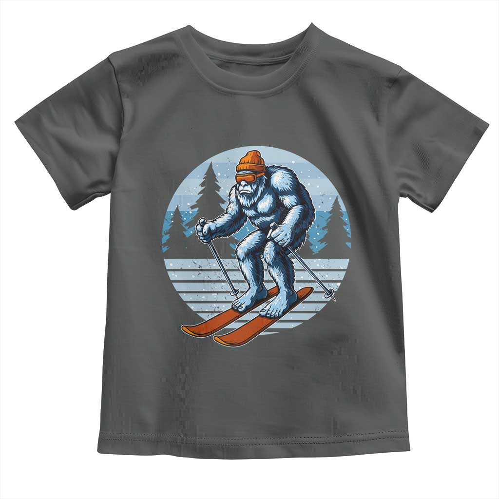 Funny Skiing Bigfoot Ski Winter Sport Yeti Snowboarder Skier Toddler T Shirt TS11 Dark Heather Print Your Wear