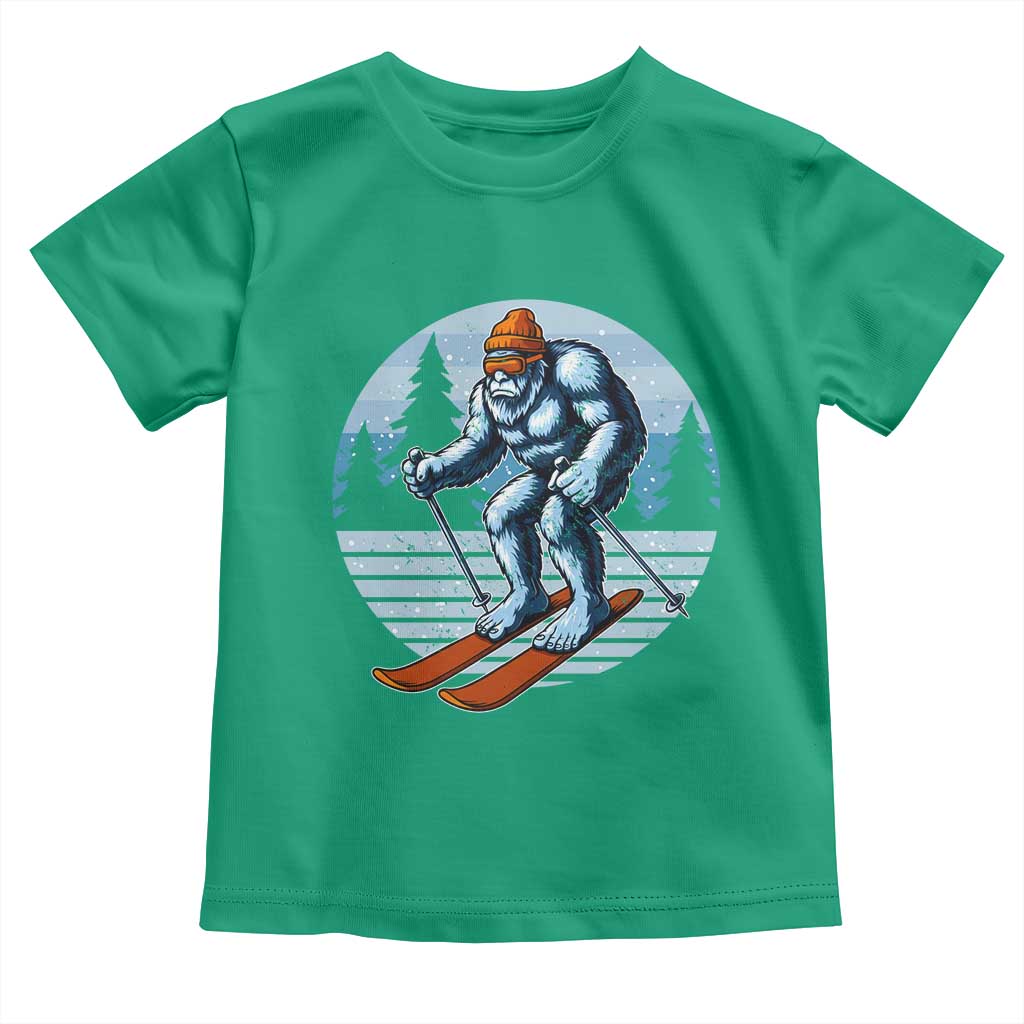 Funny Skiing Bigfoot Ski Winter Sport Yeti Snowboarder Skier Toddler T Shirt TS11 Irish Green Print Your Wear