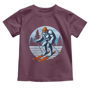 Funny Skiing Bigfoot Ski Winter Sport Yeti Snowboarder Skier Toddler T Shirt TS11 Maroon Print Your Wear