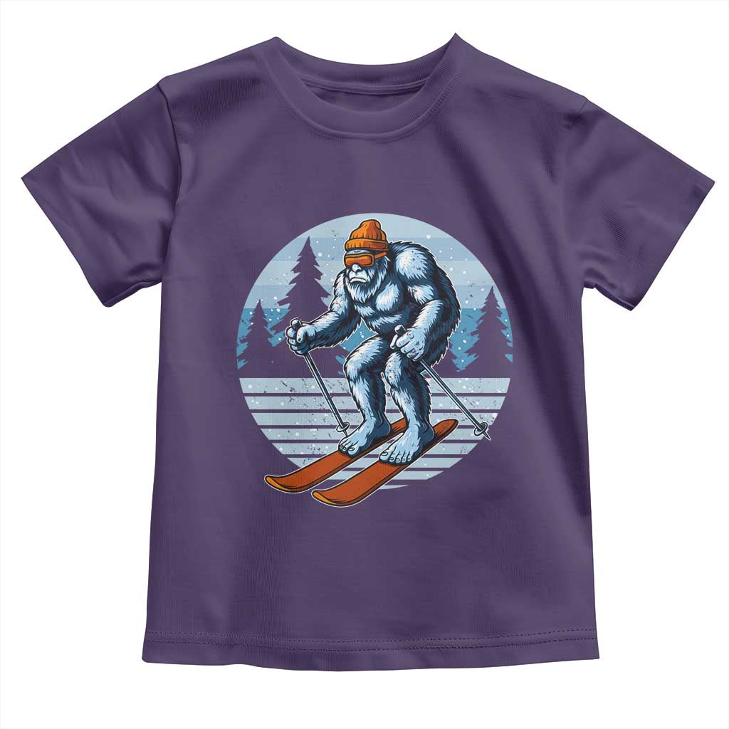 Funny Skiing Bigfoot Ski Winter Sport Yeti Snowboarder Skier Toddler T Shirt TS11 Purple Print Your Wear