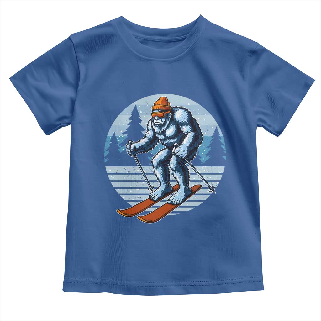 Funny Skiing Bigfoot Ski Winter Sport Yeti Snowboarder Skier Toddler T Shirt TS11 Royal Blue Print Your Wear