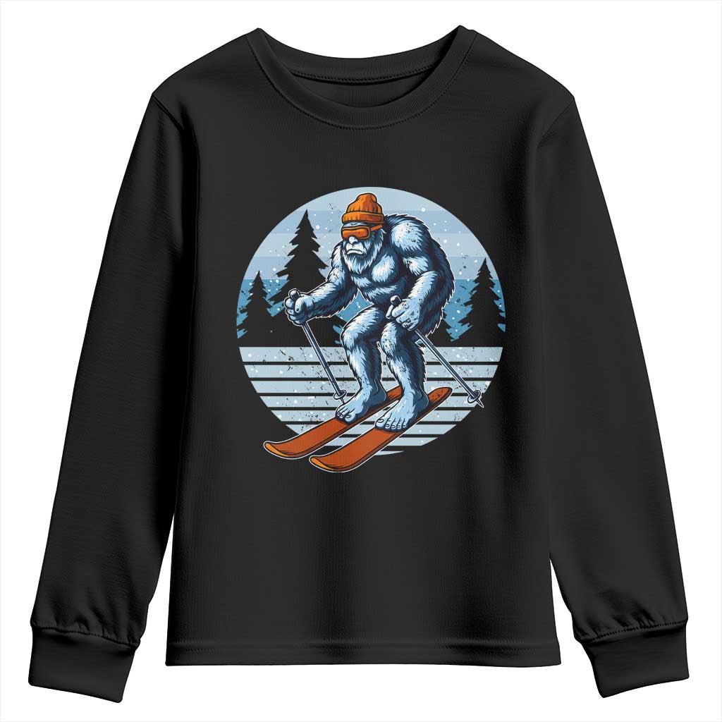 Funny Skiing Bigfoot Ski Winter Sport Yeti Snowboarder Skier Youth Sweatshirt TS11 Black Print Your Wear