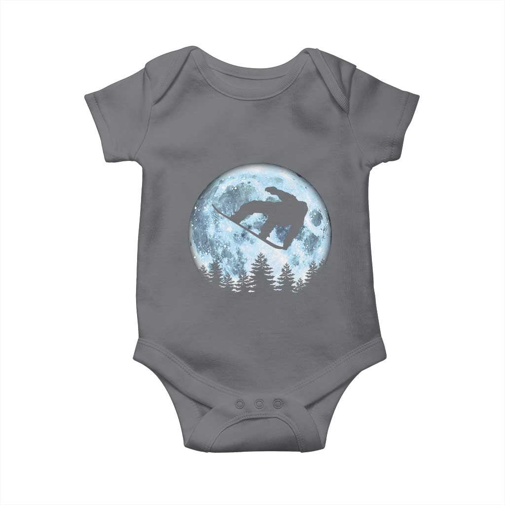 Snowboard Moon Snowboarding Winter Sports Baby Onesie TS11 Charcoal Print Your Wear