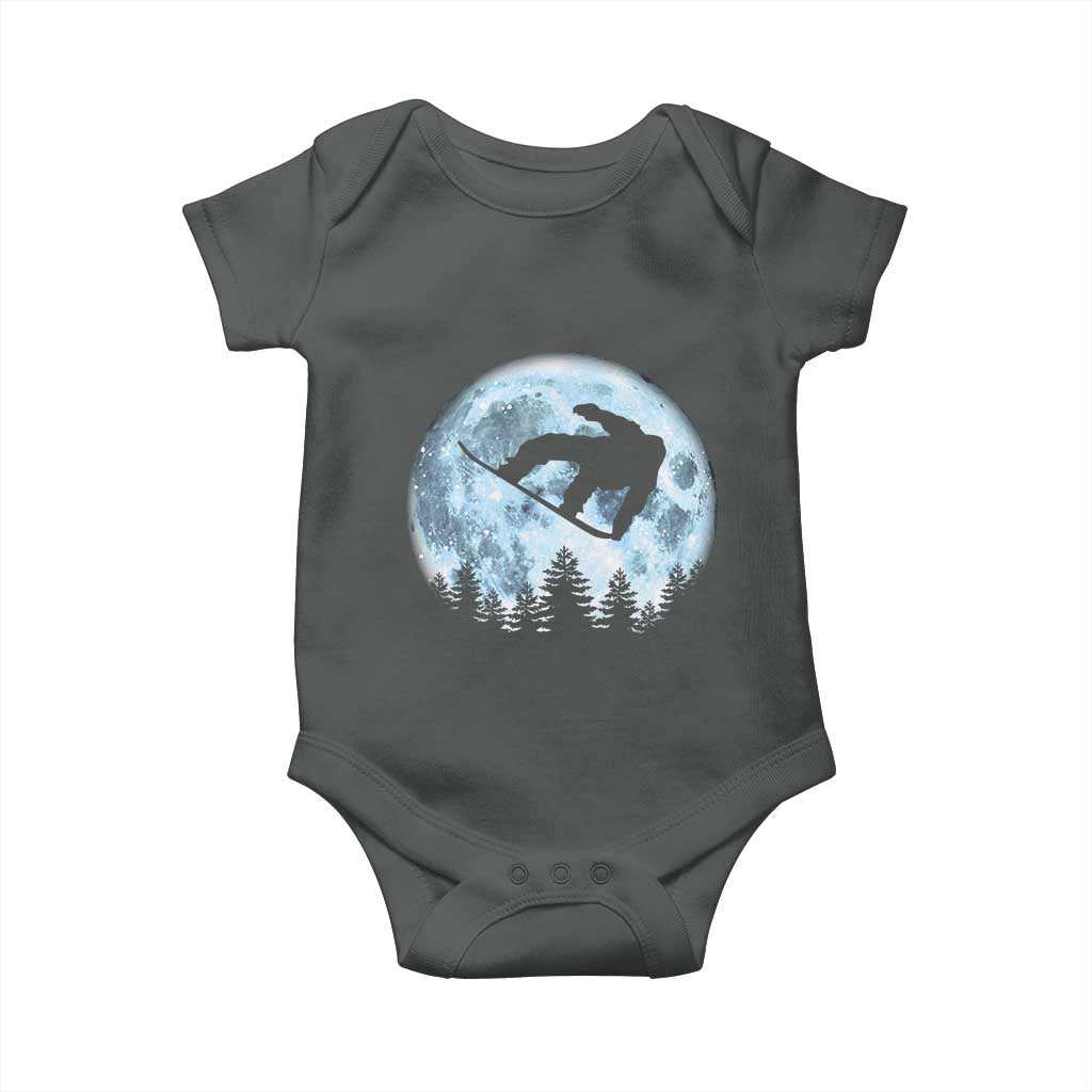 Snowboard Moon Snowboarding Winter Sports Baby Onesie TS11 Dark Heather Print Your Wear