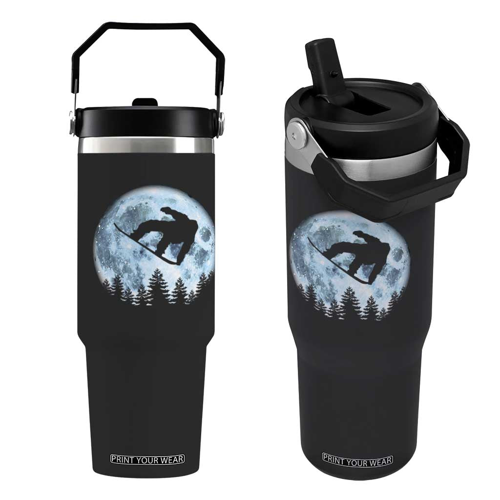 Snowboard Moon Snowboarding Winter Sports Flip Straw Tumbler TS11 One Size: 30 oz Black Print Your Wear