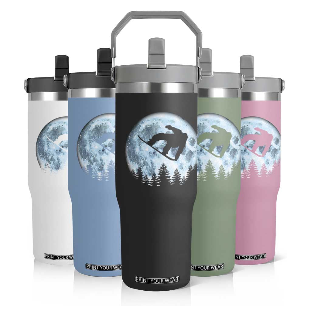 Snowboard Moon Snowboarding Winter Sports Flip Straw Tumbler TS11 Print Your Wear