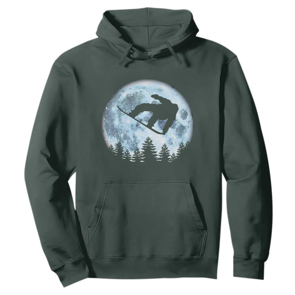 Snowboard Moon Snowboarding Winter Sports Hoodie TS11 Dark Forest Green Print Your Wear
