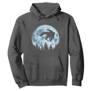 Snowboard Moon Snowboarding Winter Sports Hoodie TS11 Dark Heather Print Your Wear