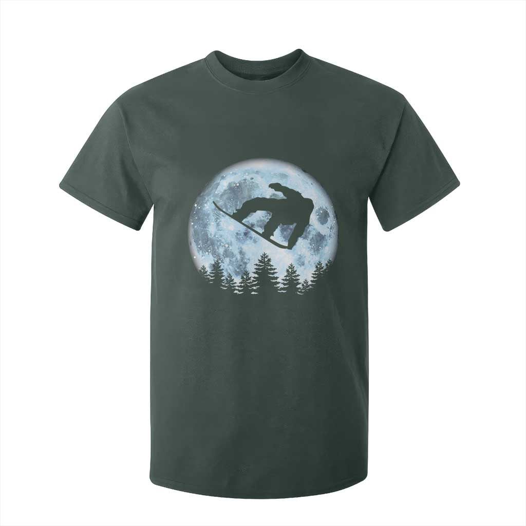Snowboard Moon Snowboarding Winter Sports T Shirt For Kid TS11 Dark Forest Green Print Your Wear