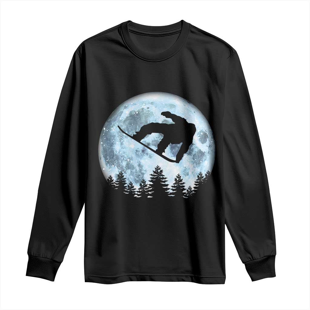 Snowboard Moon Snowboarding Winter Sports Long Sleeve Shirt TS11 Black Print Your Wear