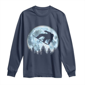 Snowboard Moon Snowboarding Winter Sports Long Sleeve Shirt TS11 Navy Print Your Wear