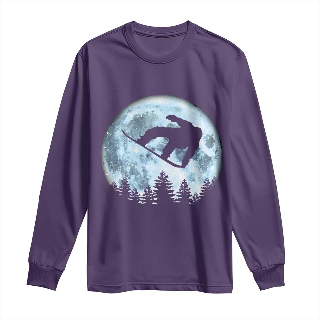 Snowboard Moon Snowboarding Winter Sports Long Sleeve Shirt TS11 Purple Print Your Wear