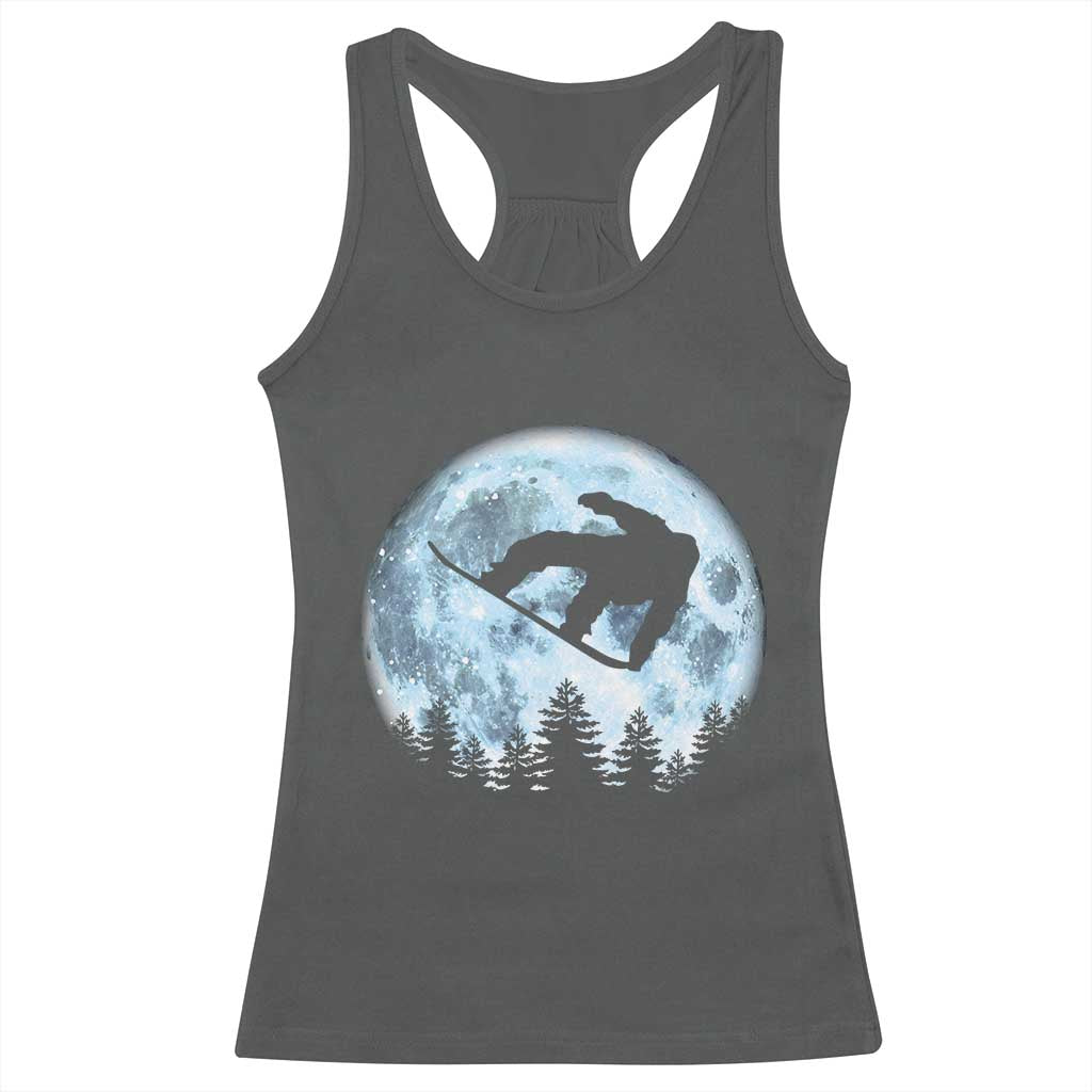Snowboard Moon Snowboarding Winter Sports Racerback Tank Top TS11 Dark Heather Print Your Wear