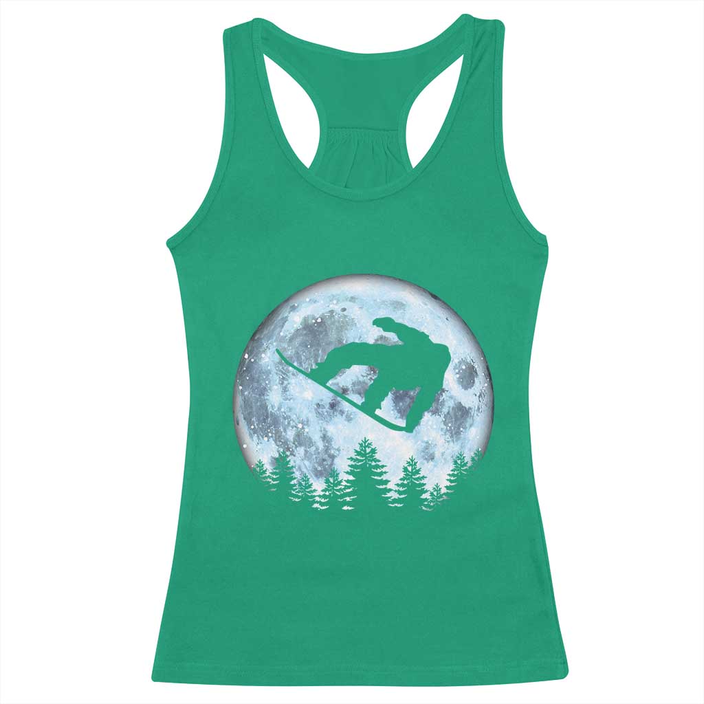 Snowboard Moon Snowboarding Winter Sports Racerback Tank Top TS11 Irish Green Print Your Wear
