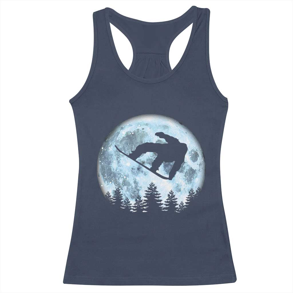 Snowboard Moon Snowboarding Winter Sports Racerback Tank Top TS11 Navy Print Your Wear