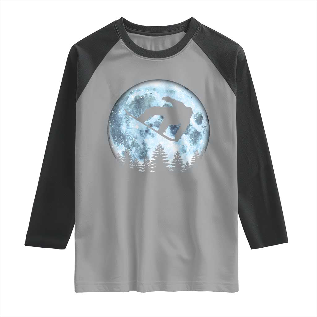 Snowboard Moon Snowboarding Winter Sports Raglan Shirt TS11 Sport Gray Black Print Your Wear