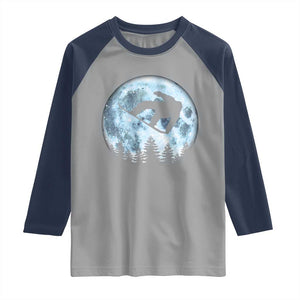 Snowboard Moon Snowboarding Winter Sports Raglan Shirt TS11 Sport Gray Navy Print Your Wear