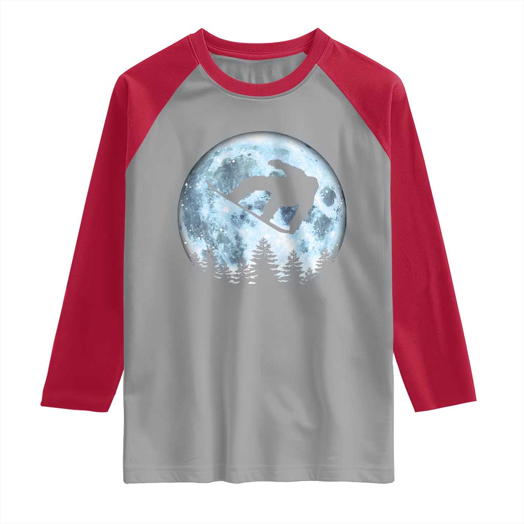 Snowboard Moon Snowboarding Winter Sports Raglan Shirt TS11 Sport Gray Red Print Your Wear