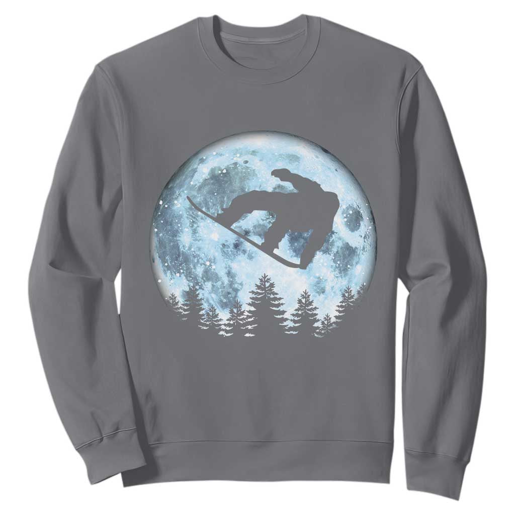Snowboard Moon Snowboarding Winter Sports Sweatshirt TS11 Charcoal Print Your Wear