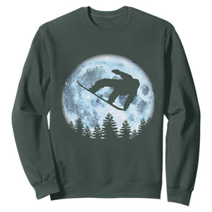 Snowboard Moon Snowboarding Winter Sports Sweatshirt TS11 Dark Forest Green Print Your Wear