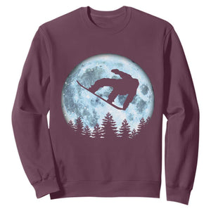 Snowboard Moon Snowboarding Winter Sports Sweatshirt TS11 Maroon Print Your Wear